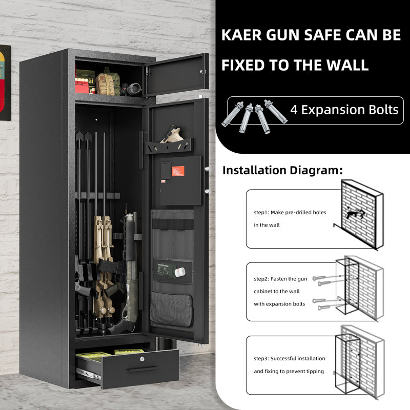 KAER 8-10 Safe Heavy Duty Anti-Theft  Cabinet with Drawer and Magnetic Lamp
