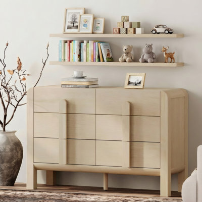 6 Drawer Baby Dresser For Bedroom, Double Chest Of Drawers For Kids, Mid Century Modern Wooden Closet Storage Organizer For Nursery, Living Room, Hall by Ebern Designs