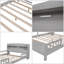 Lit plateforme en bois pleine grandeur avec lumières à DEL intégrées, tête de lit avec rangement gris antique et garde-corps | Aucun sommier tapissier requis-2031763040-2031763071