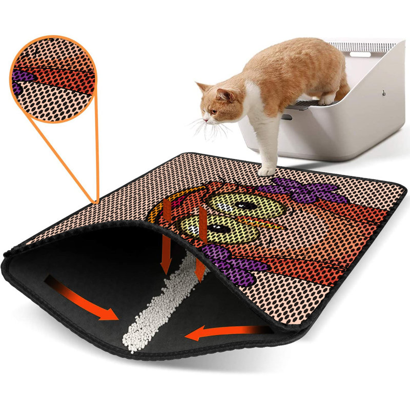 Tapis pour litière de qualité supérieure, 18 po x 24 po | 50% PVC / 50% polyester, lavable à la machine et passer l'aspirateur | Conception durable et facile à nettoyer pour les propriétaires d'animaux de compagnie | Protégez vos planchers des dégâts de la litière