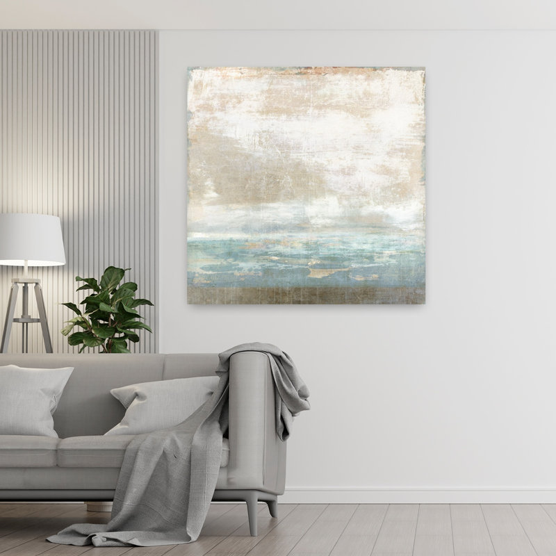Art de paysage côtier abstrait océanique, H 48 po x l 48 po