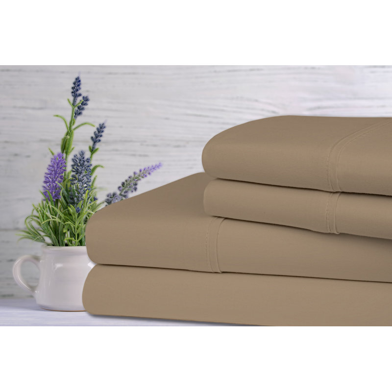  Ensemble de draps en rayonne lavande parfumée à densité de tissage 1800 fils, Taupe