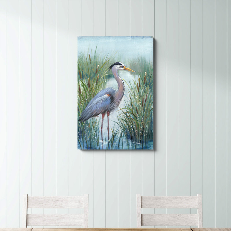 «Marsh Heron I» par Timothy O 'Toole, reproduction d'art sur toile, H 36 po x l 24 po, Toile tendue, Sans cadre