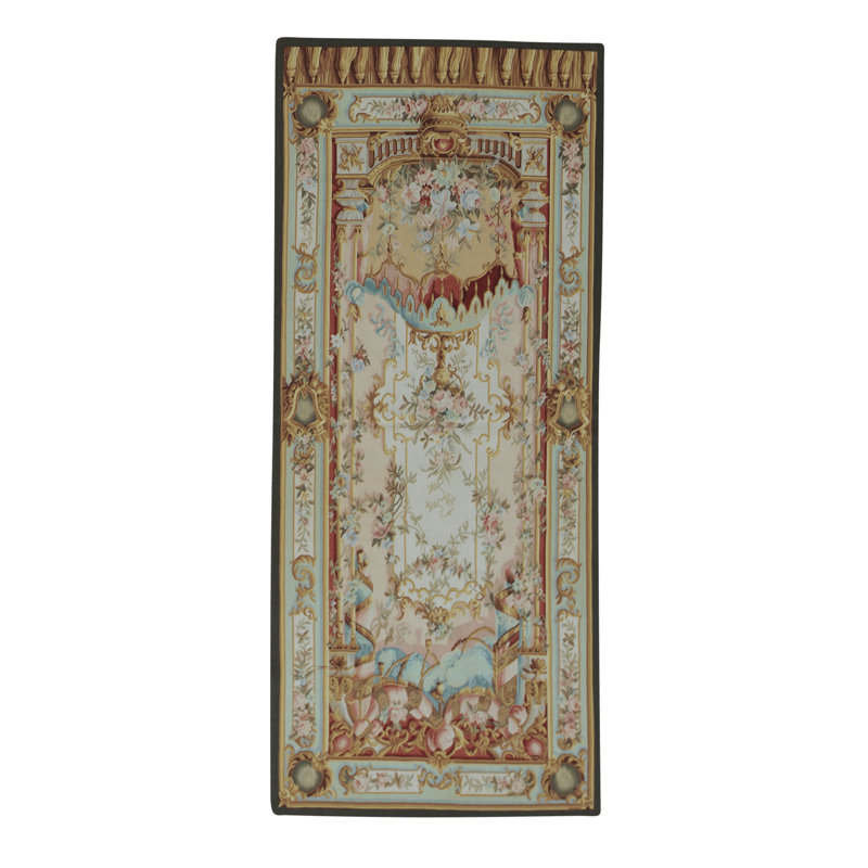 Tapis beige et vert noué à la main de haute qualité
