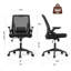 Chaise de bureau ergonomique en filet, chaise de travail roulante à hauteur réglable avec accoudoirs rabattables et support lombaire