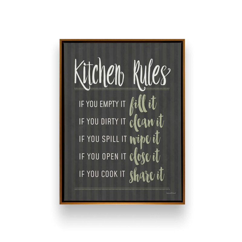 «Kitchen Rules» par Art texturé, L 12 po x H 16 po, Gold, Toile avec cadre