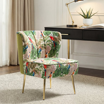 Mccowan Felicia Velvet Barrel Chair with Tufted Back