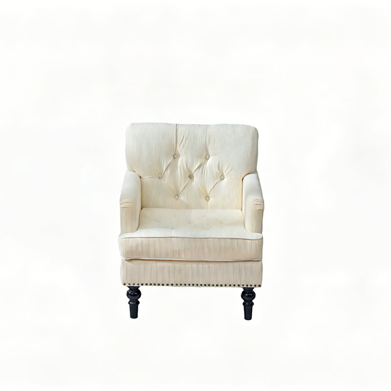 Fauteuil d'appoint rembourré capitonné 2 pièces, Beige