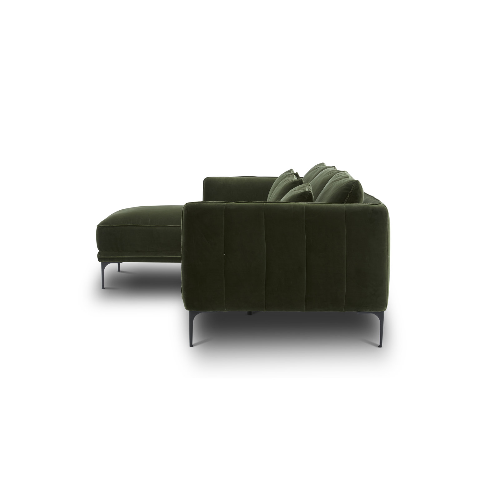 Rae 3-Piece Velvet Living Room Set, Left Hand Facing, Military Green