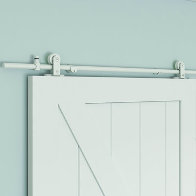 White Iron Single Door Barn Door Hardware Kit Standard Single