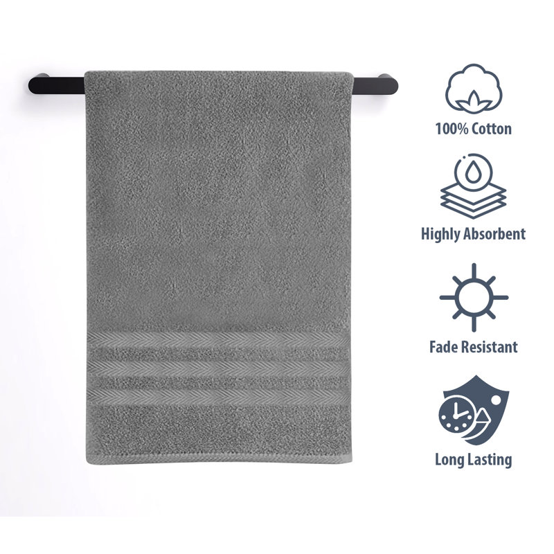  Ensemble de 4 serviettes de bain 100% coton, Gris argenté