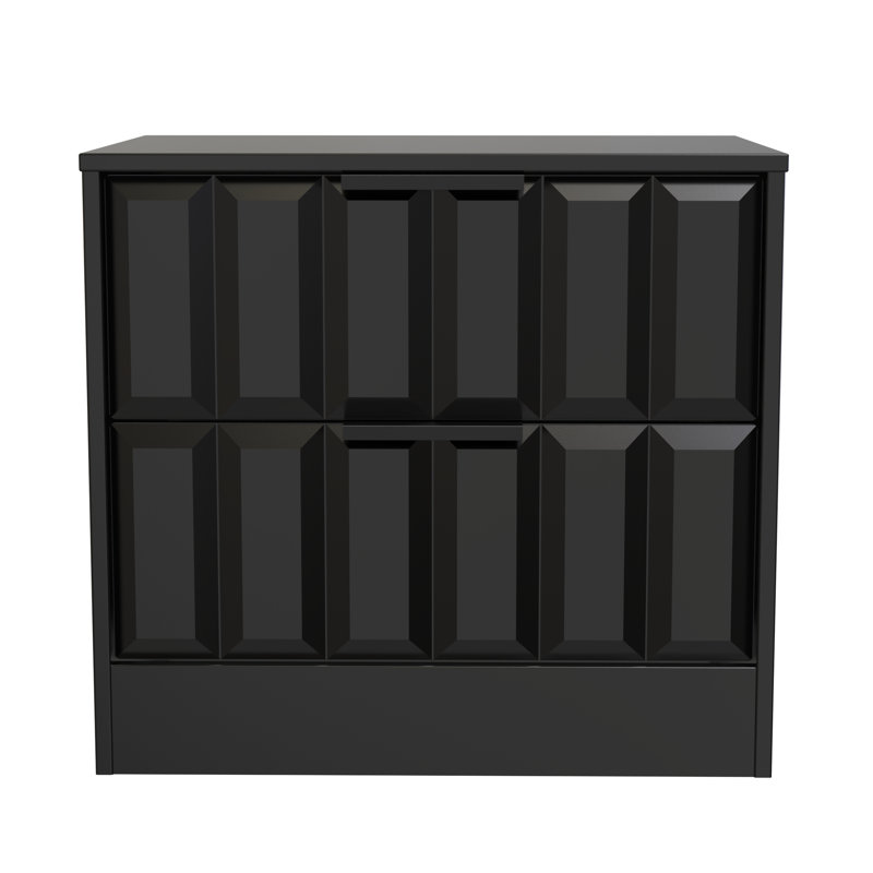 Besian 58cm W Manufactured Wood Bedside Table, Deep Black/Black Matt
