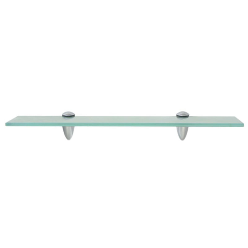 Tablette murale flottante avec supports à pince en verre trempé, Transparent, H 0,3 po x l 3,9 po x L 23,6 po