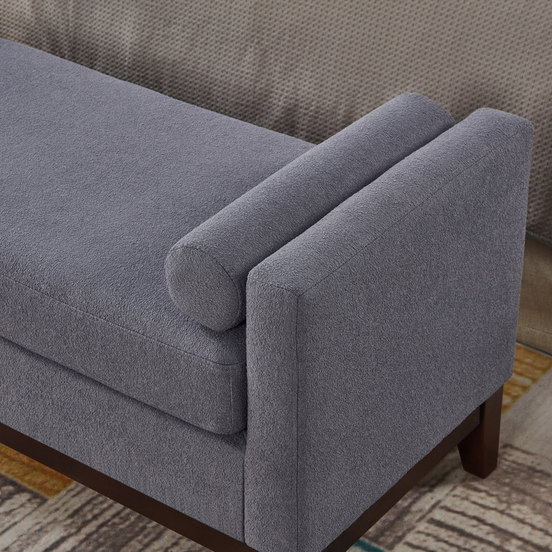 Grand repose-pieds rembourré en tissu avec coussins, Gris foncé