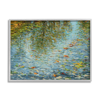 «Abstract Lake Water Reflection Expressive Summer Pond Leaves» par - Peinture