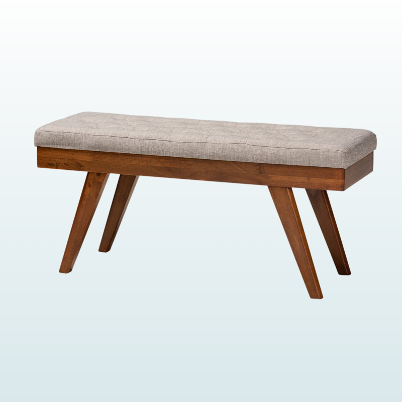 Banc de salle à manger rembourré en bois gris clair Ismail H 17,57 po x l 41,18 po x P 15,14 po Ismail