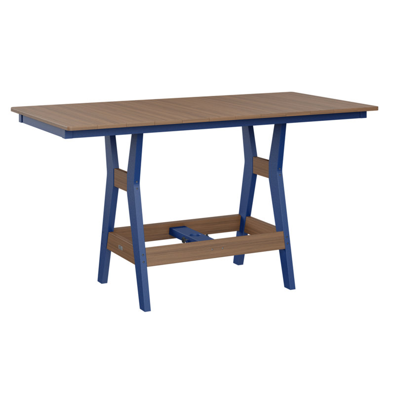 Berlin Gardens Harbor 66″ Rectangular Dining Table, Pacific Blue, Antique Mahogany, 30.37" H x 66" W x 33" D