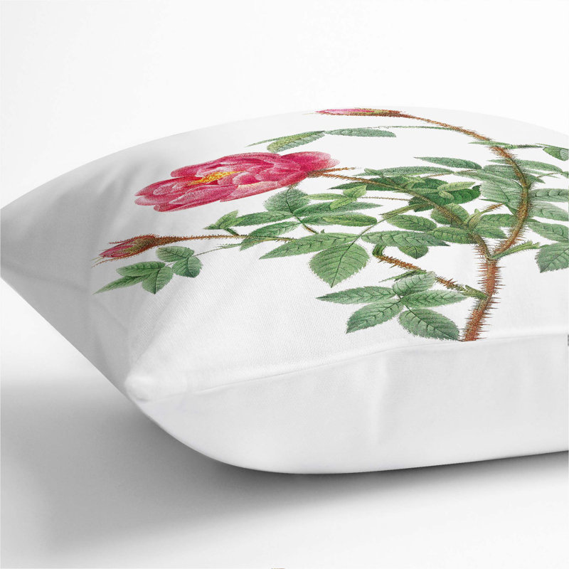 Floral Square Throw Cushion, 55cm H x 55cm W x 20cm D, White
