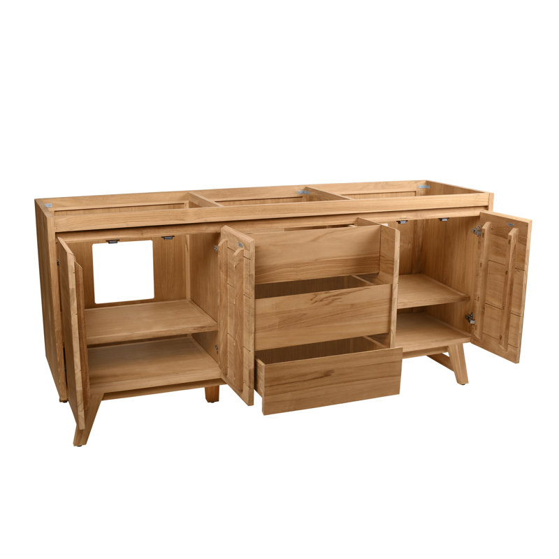 Saeko 72'' Double Bathroom Vanity Base Only, Natural Teak