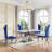 70.08” Faux Marble Dining Table With Double X Mirrored Pedestal Base, 5 Pieces Modern Table For Living Room