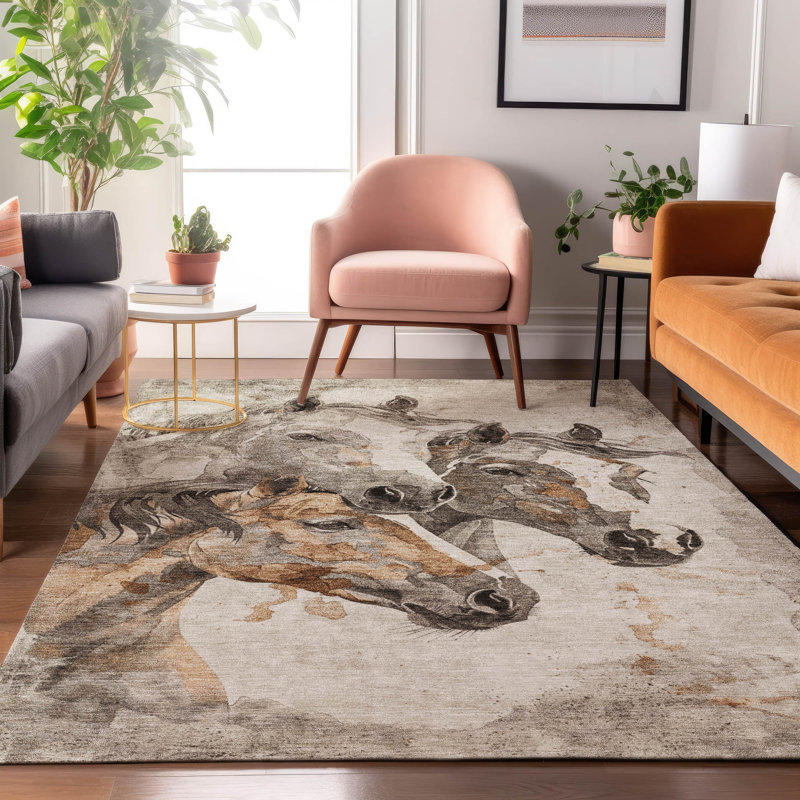 Premium Machine Washable Varroville AMF1718 Animal Rug, Rectangle 5' x 7'6"