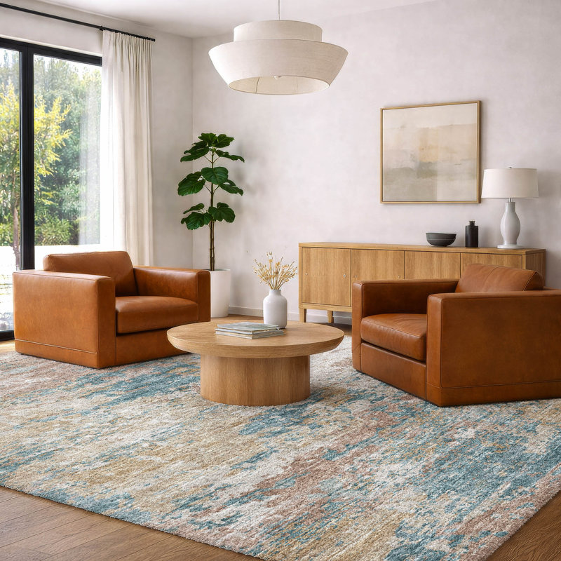 Premium Machine Washable Dream Shag ADS69 Soft Abstract Rug, Teal, 10' x 14'