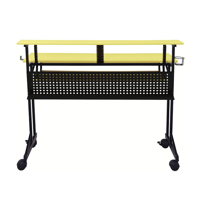 Bureau de studio d'enregistrement de musique avec plateau à clavier, Jaune