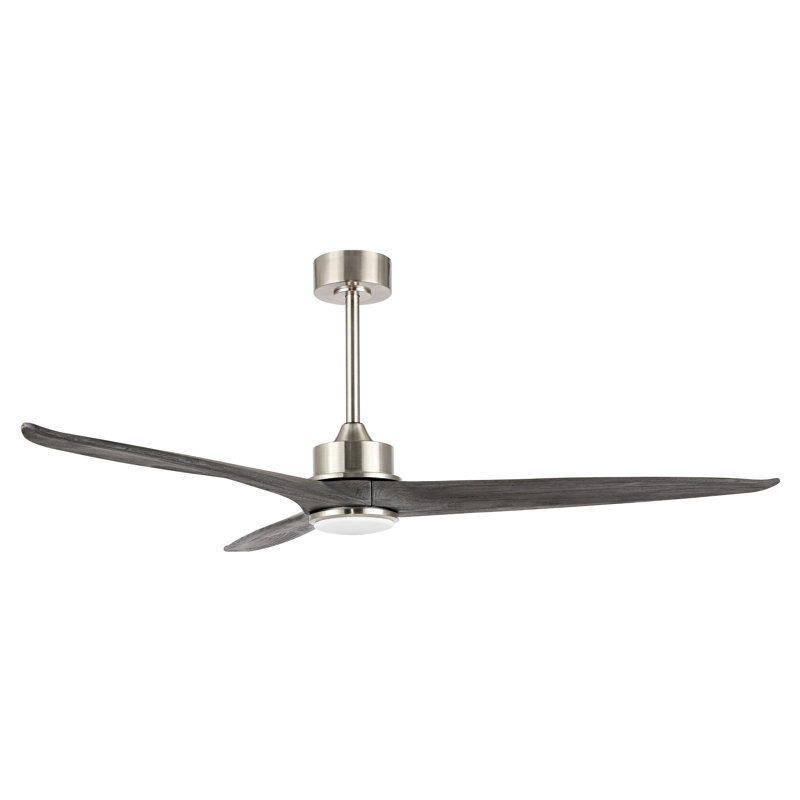 Ventilateur de plafond à DEL à 3 pales en bois massif avec ensemble d'éclairage et télécommande Antinisha, Chêne gris