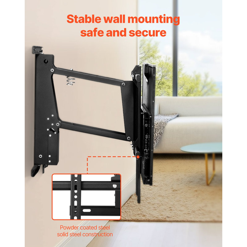 Support mural motorisé pour téléviseur, support pour téléviseur de 32 à 65 pouces, support de plafond électrique réglable pour téléviseur, support de support de téléviseur rabattable motorisé avec VESA maximum de 24 po x 24 po, pour téléviseurs jusqu'à 88 lb