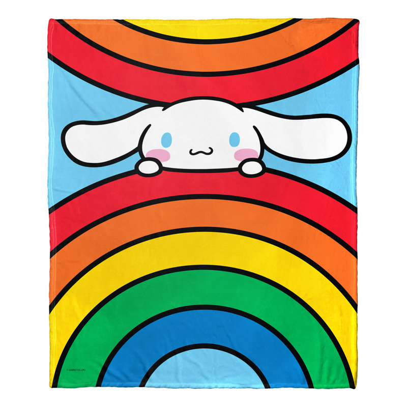 Sanrio Cinnamoroll Rainbow Roll Silk Touch Throw Blanket, Kawaii Rainbow Fleece, 50x60 Inches