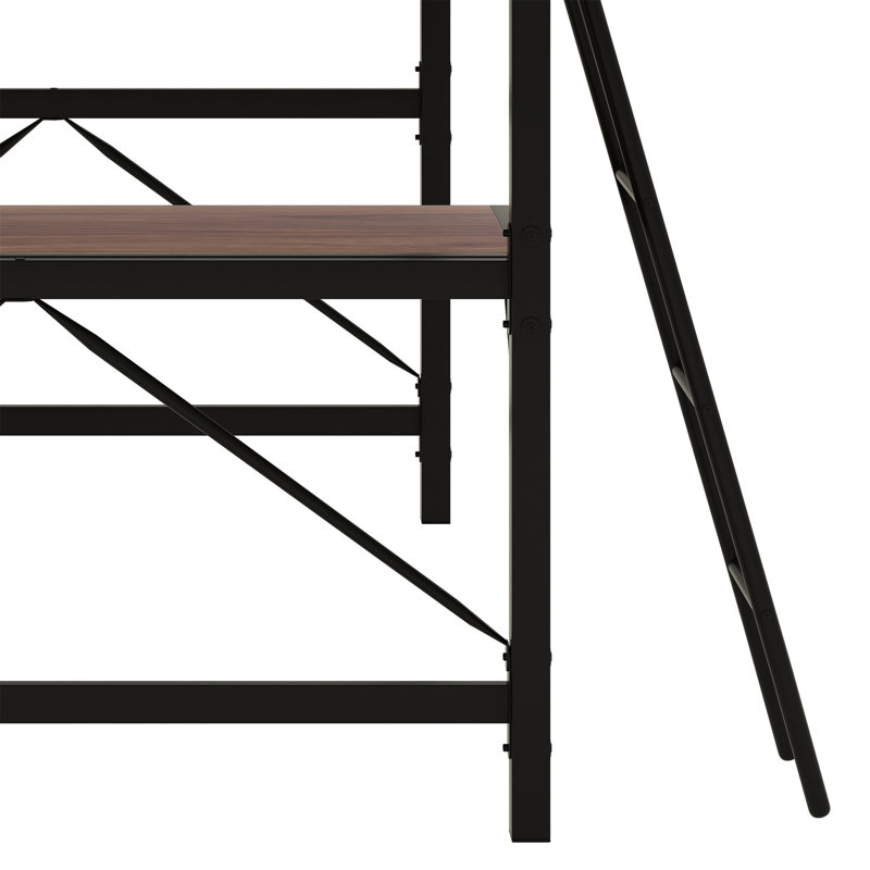 Lit mezzanine pour enfants Catlyn, Lit simple, Noir
