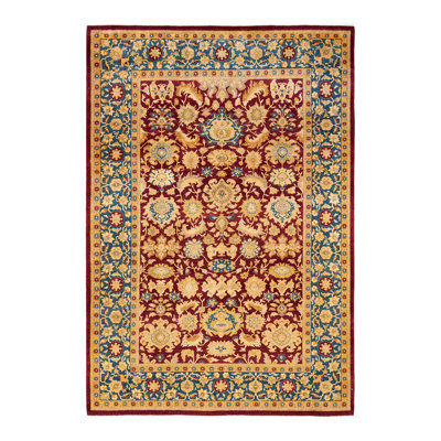Tapis unique fait à la main Damascus - rouge, 6 pi 2 po x 8 pi 10 po