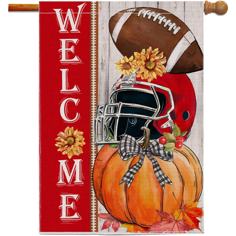 Drapeau d'automne 28 x 40 double face, drapeau de la maison de football d'automne d'automne, drapeaux de citrouilles de football d'automne
