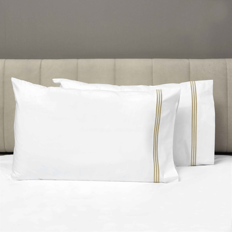 Platinum Pillow Case, Standard Pillowcase, White/Taupe