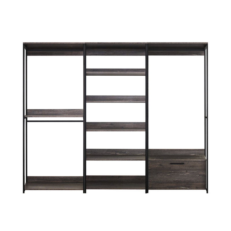 Walk-in avec rangement extra profond et cadre modulaire, fabrication en métal thermolaqué, options, résistance à l'eau et à la chaleur, tableau Stain Scratch E0