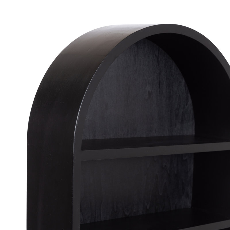 Minx 3 Piece Oval Mango Solid Wood Accent Shelf, Black