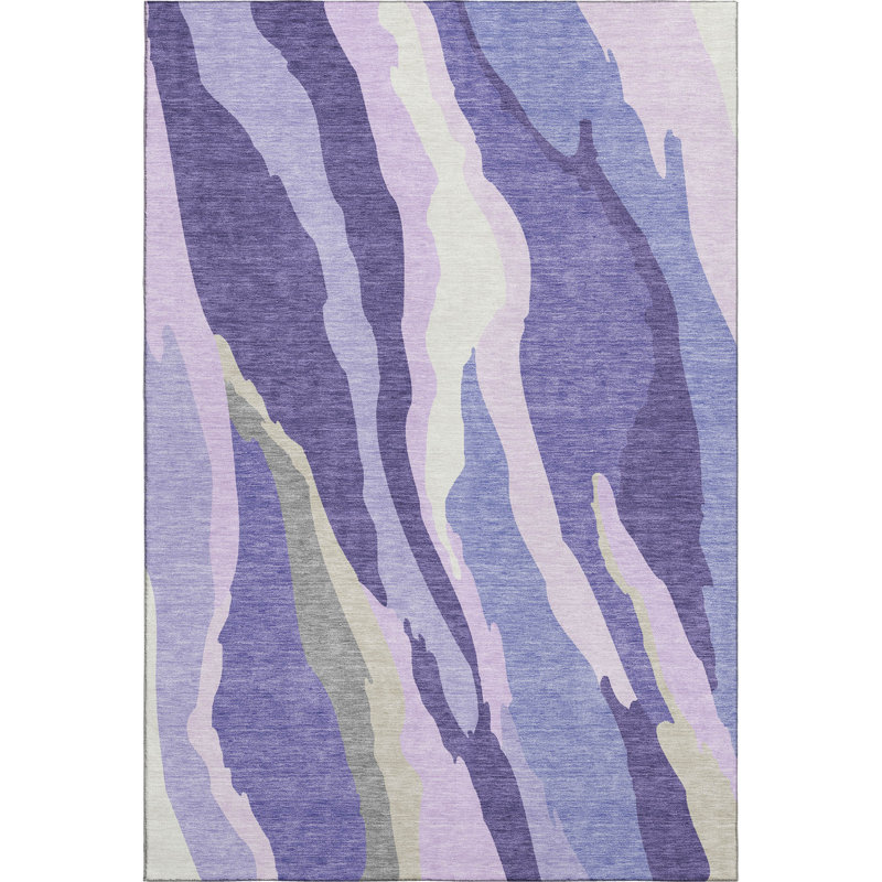 Premium Machine Washable Cossette AMF1047 Waves Rug, Rectangle 10 pi x 14 pi