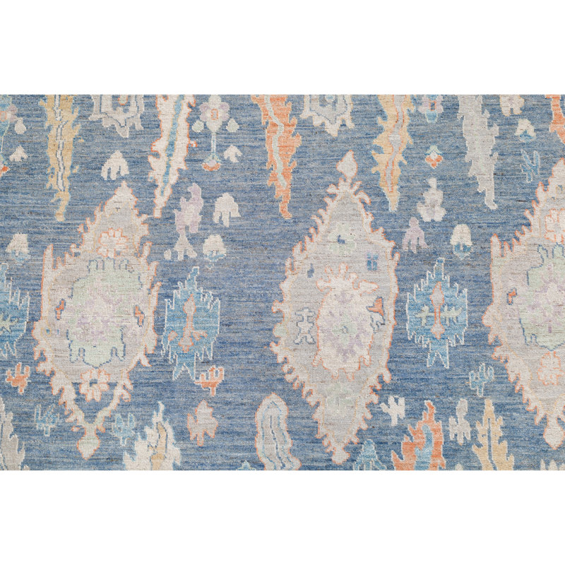 Tapis gris et ivoire noué à la main de haute qualité