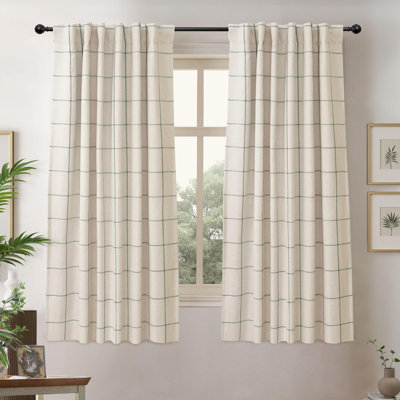 Goffredo 100% Blackout Natural Linen Curtains for Bedroom  Double Layer Drape Farmhouse Thermal Insulated Rod Pocket Back Tab Full Light Blocking 2 Panels for Living Room Nursery