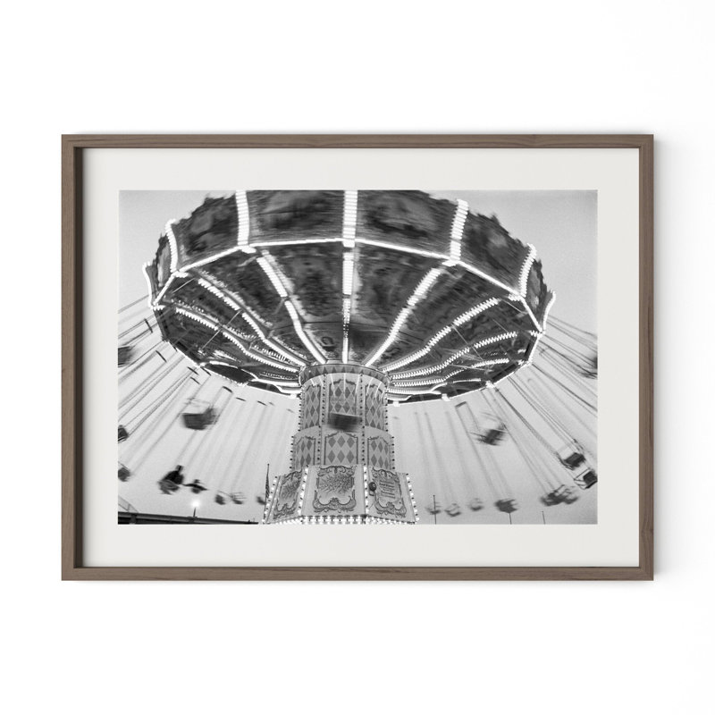 Coney Island Print by Barbara Alper, W 40" x H 30", Rustic Walnut