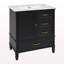 Meuble-lavabo de 30 po avec lavabo, armoire de salle de bain avec porte, trois tiroirs, pieds en bois massif et panneau de fibres à densité moyenne, patins réglables, noir-1318698077