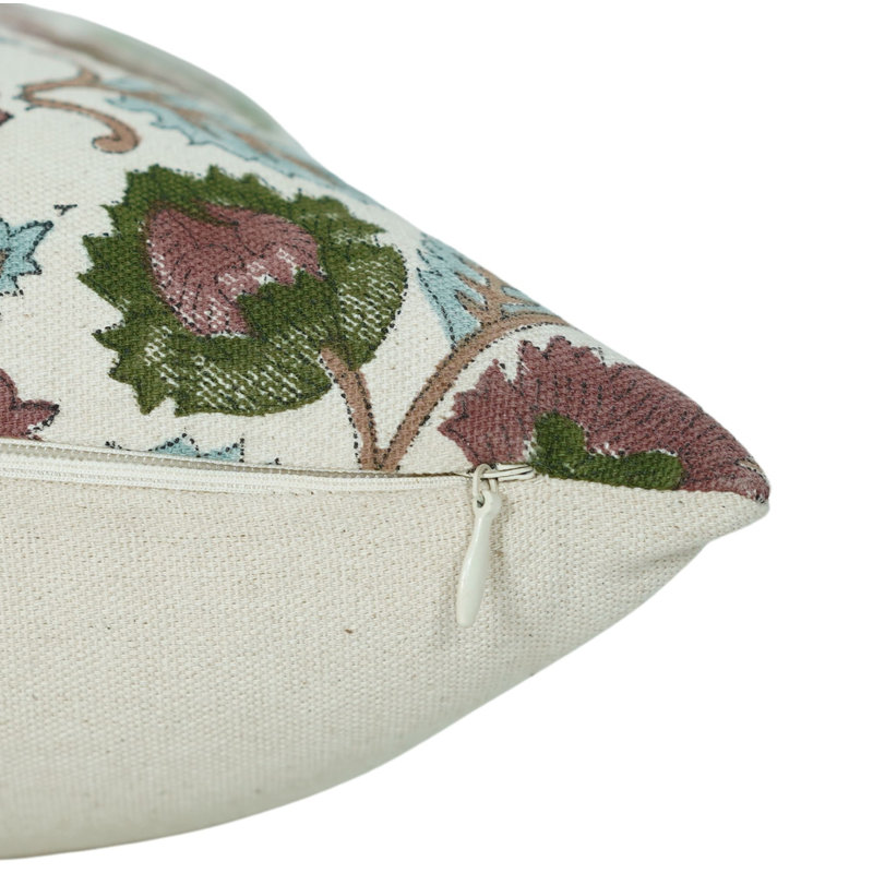 Housse de coussin imprimé à la main, housse de coussin bohème de couleur rouge et verte, coussin décoratif en lin fait à la main 12 po x 20 po, décoration artisanale - Mandakni