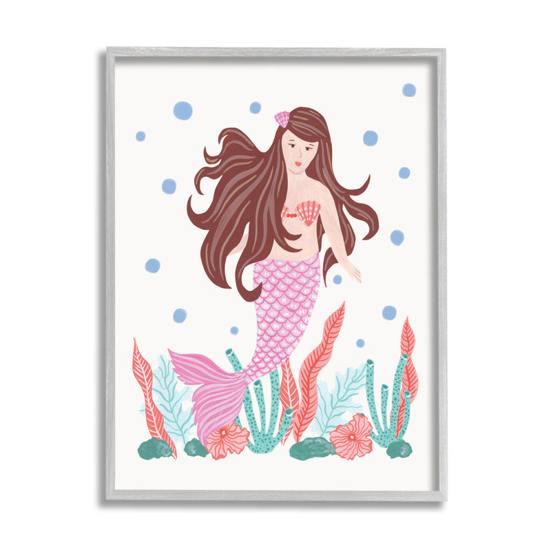«Underwater Scene Mermaid Bubbles» par Aralma - impression sur toile, H 14 po x l 11 po x P 1,5 po