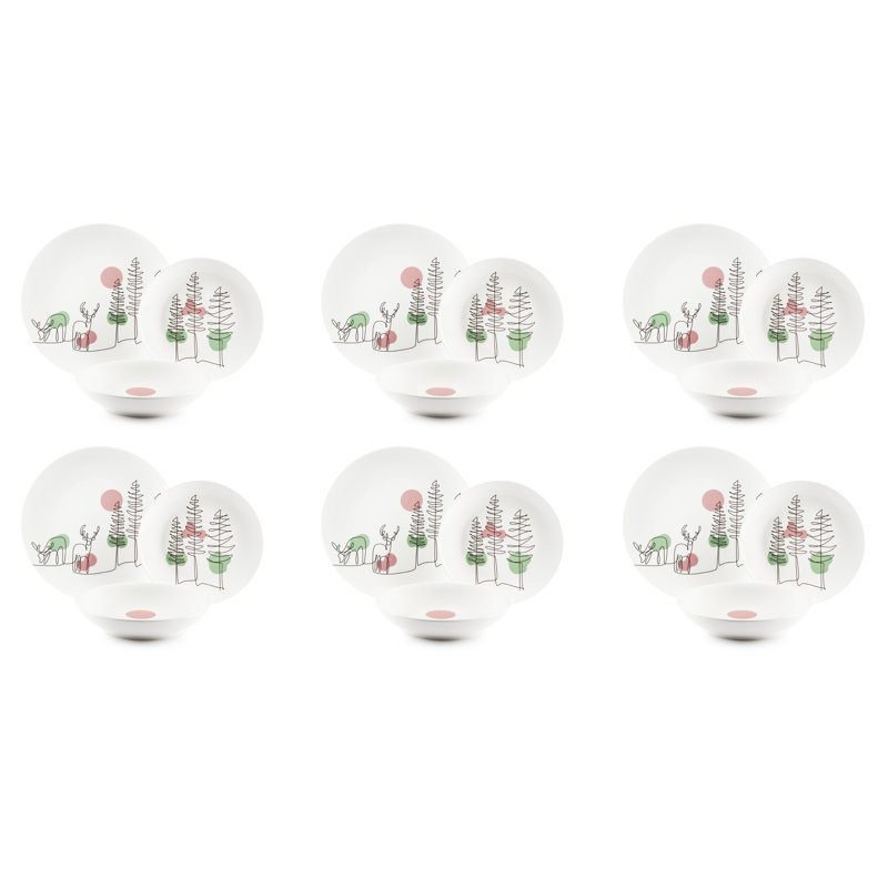 Le Fil De Noel Piece Porcelain Dinnerware Set - Service for 6
