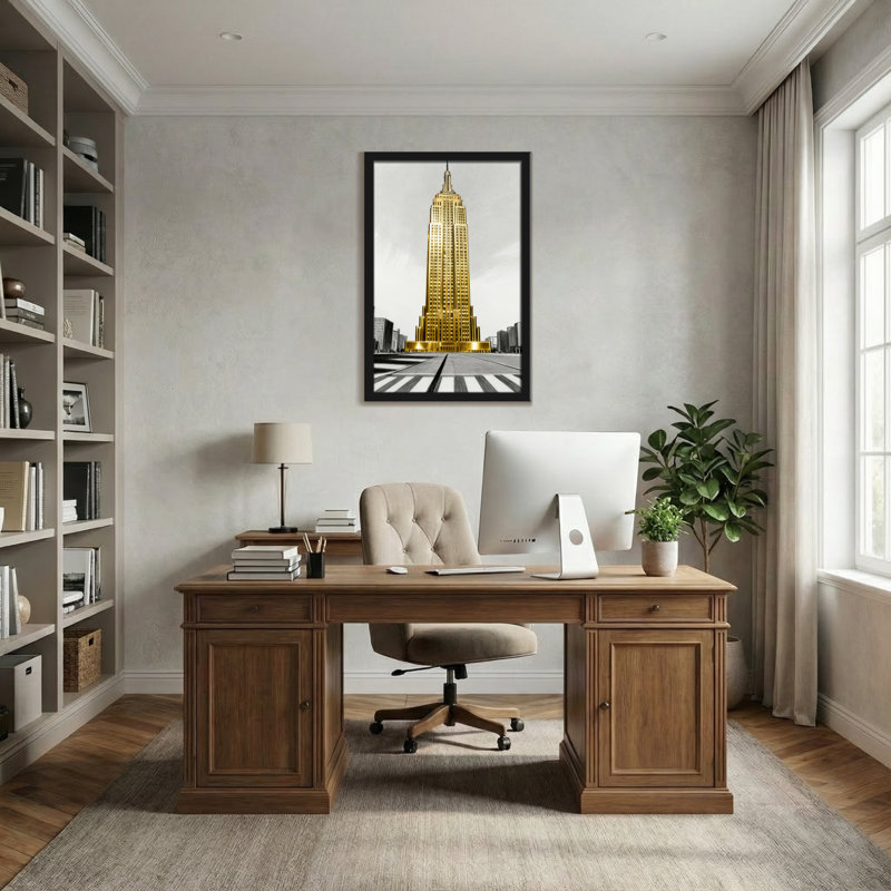 «Scenic & Cityscapes Golden Empire State Building», reproduction d'art, H 18 po x l 12 po