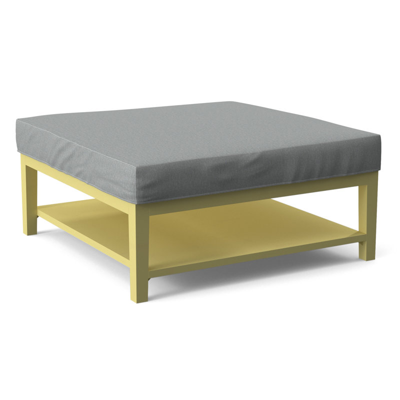 Hammond Square Ottoman, Antique Black Finish, Light Blue Performance Fabric; 0851-55
