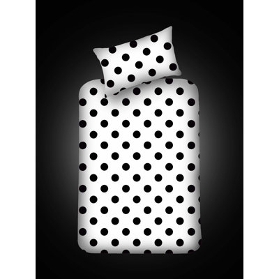 Luxury Single Sheet Set, Black & White, Twin Size (Fitted Sheet: 39 x 79, Pillowcase: 20 x 28) | 65% Cotton / 35% Polyester, 120 Thread Count | Machine Washable, Envelope Pillowcase & Button Closure Duvet