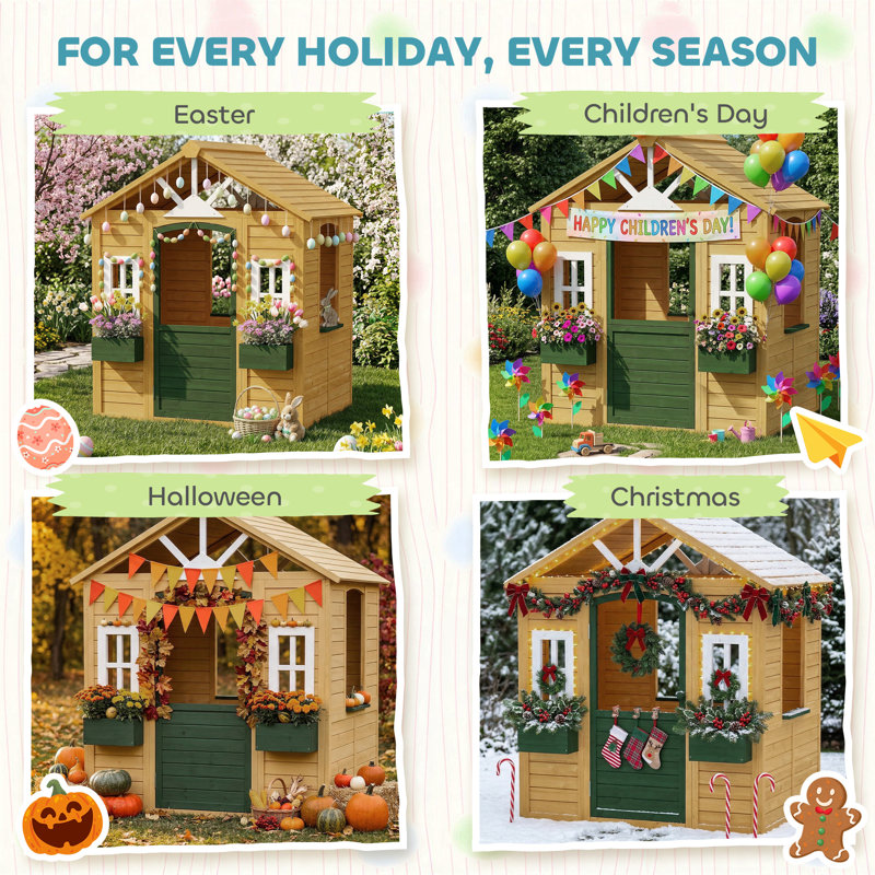 HOMCOM 97cm W x 97cm D Playhouse with Kitchen