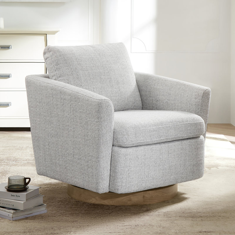 Areiana 31.5" W Swivel Armchair, White (Multi-colored)