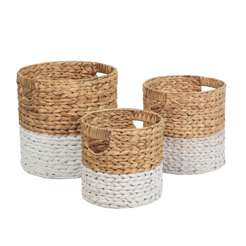 Paniers gigognes avec poignées Avery Bohemian Cottage (ensemble de 3), White/Natural